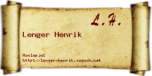 Lenger Henrik névjegykártya